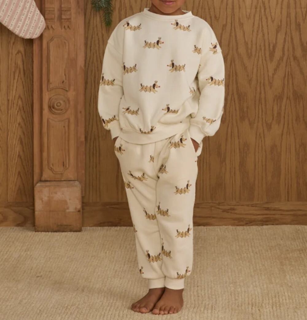 Rylee & Cru Boy's Christmas Dogs Relaxed Sweatshirt & Jogger Set 18-24M